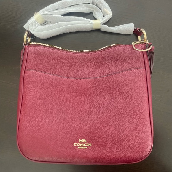 Coach Handbags - COACH Chaise Pebbled Leather Crossbody- Deep Red
